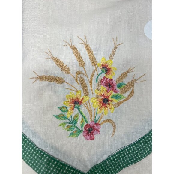Embroidered Wheat & Floral Table Runner 14"x90" B.M. Jabara & Sons Cotton/Ramie - Picture 2 of 3